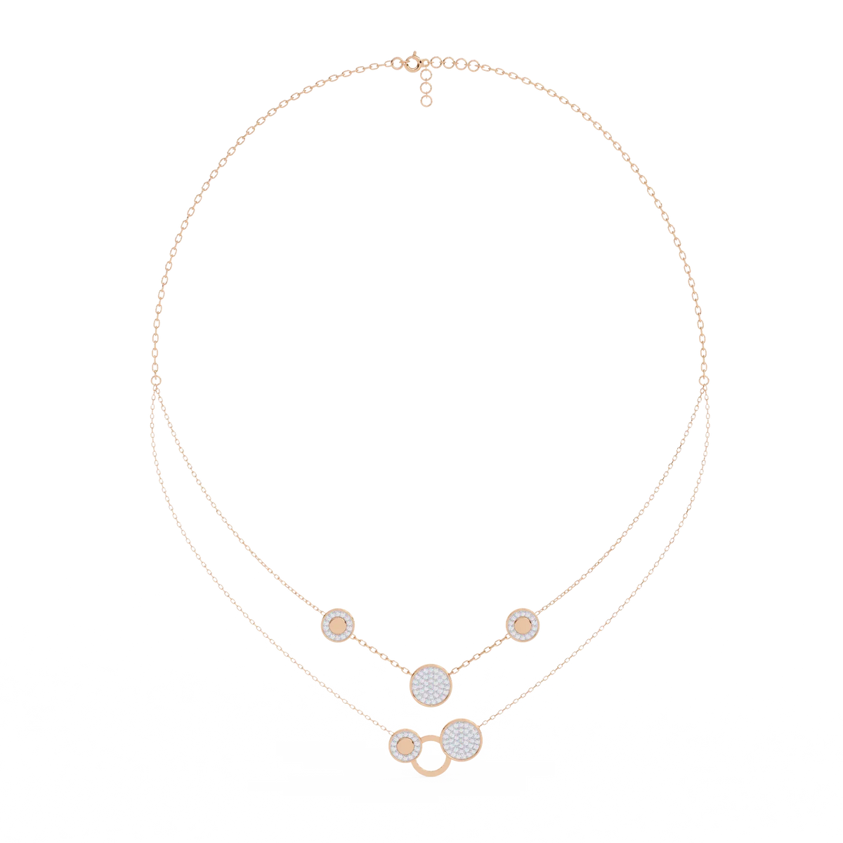 Celestial Duo Circle Station Lab Grown Diamond Necklace - Ophiratbf
