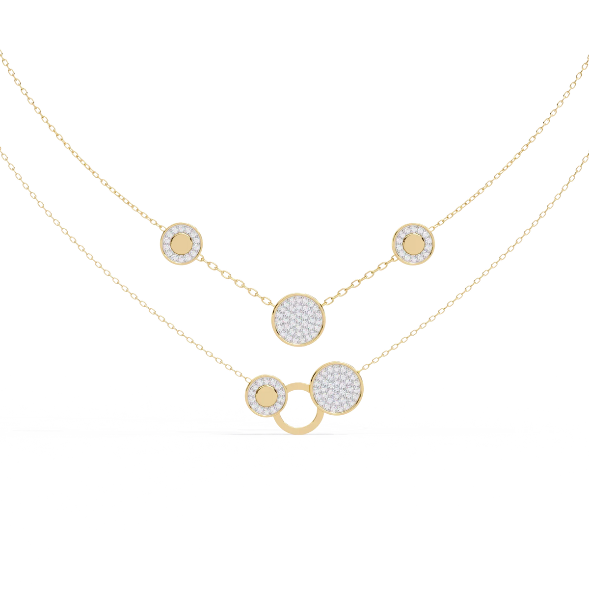 Celestial Duo Circle Station Lab Grown Diamond Necklace - Ophiratbf