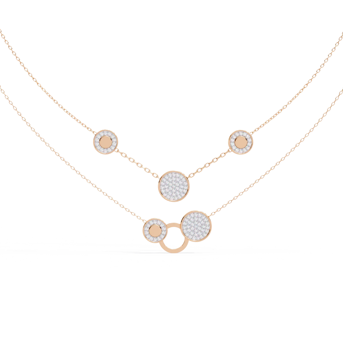 Celestial Duo Circle Station Lab Grown Diamond Necklace - Ophiratbf