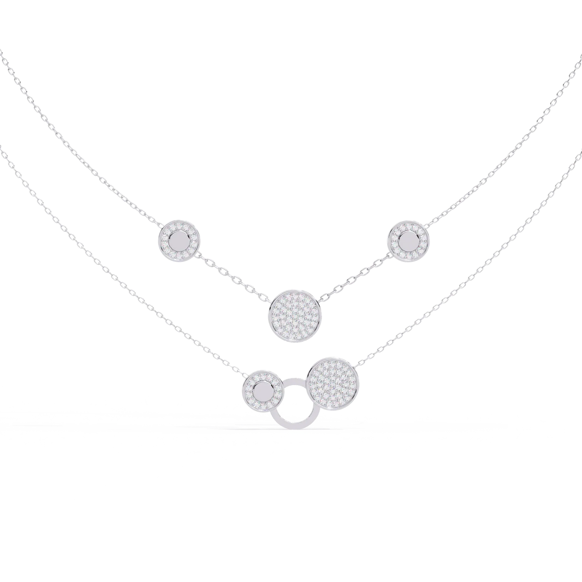 Celestial Duo Circle Station Lab Grown Diamond Necklace - Ophiratbf
