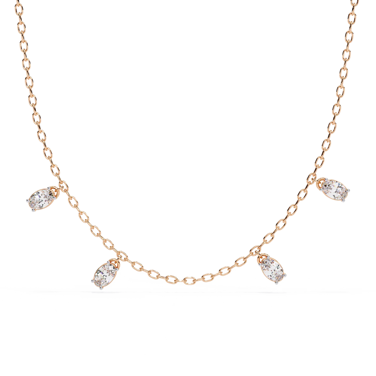 Marquise Drizzle Lab Grown Diamond Station Necklace - Ophiratbf