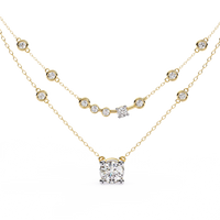 Bezel Duo Layered Solitaire Lab Grown Diamond Necklace - Ophiratbf