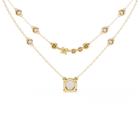 Bezel Duo Layered Solitaire Lab Grown Diamond Necklace - Ophiratbf