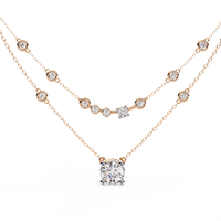 Bezel Duo Layered Solitaire Lab Grown Diamond Necklace - Ophiratbf