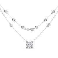 Bezel Duo Layered Solitaire Lab Grown Diamond Necklace - Ophiratbf