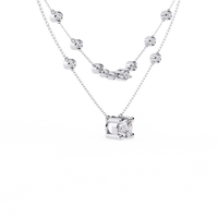 Bezel Duo Layered Solitaire Lab Grown Diamond Necklace - Ophiratbf