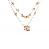 Bezel Duo Layered Solitaire Lab Grown Diamond Necklace - Ophiratbf