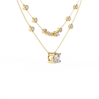 Bezel Duo Layered Solitaire Lab Grown Diamond Necklace - Ophiratbf