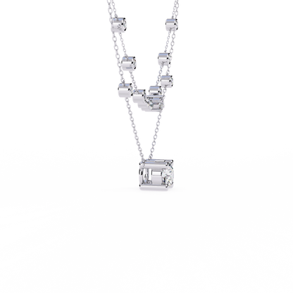 Bezel Duo Layered Solitaire Lab Grown Diamond Necklace