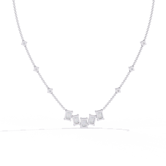 Skyline Baguette Cluster Lab Grown Diamond Necklace