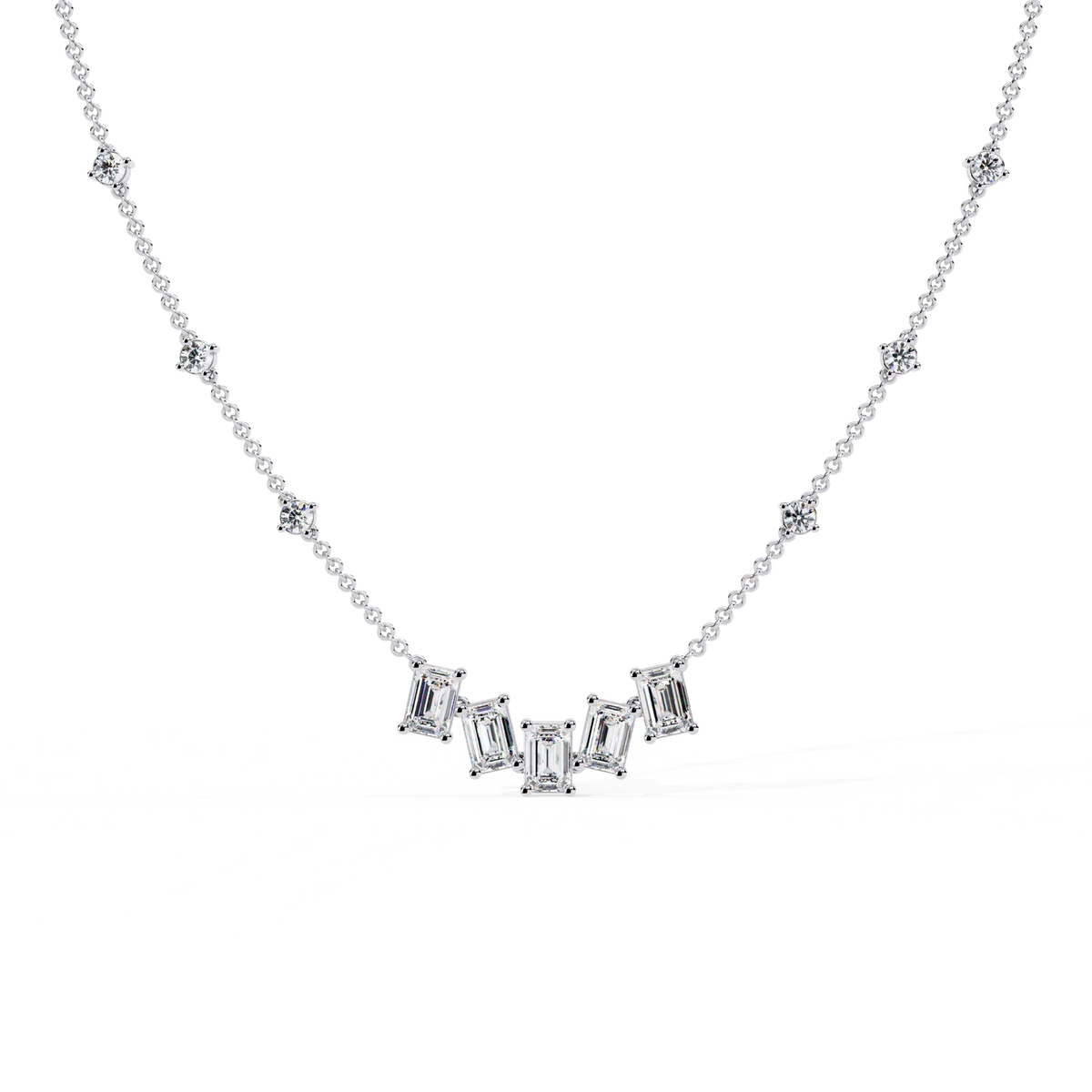 Skyline Baguette Cluster Lab Grown Diamond Necklace - Ophiratbf