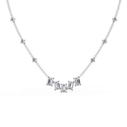 Skyline Baguette Cluster Lab Grown Diamond Necklace