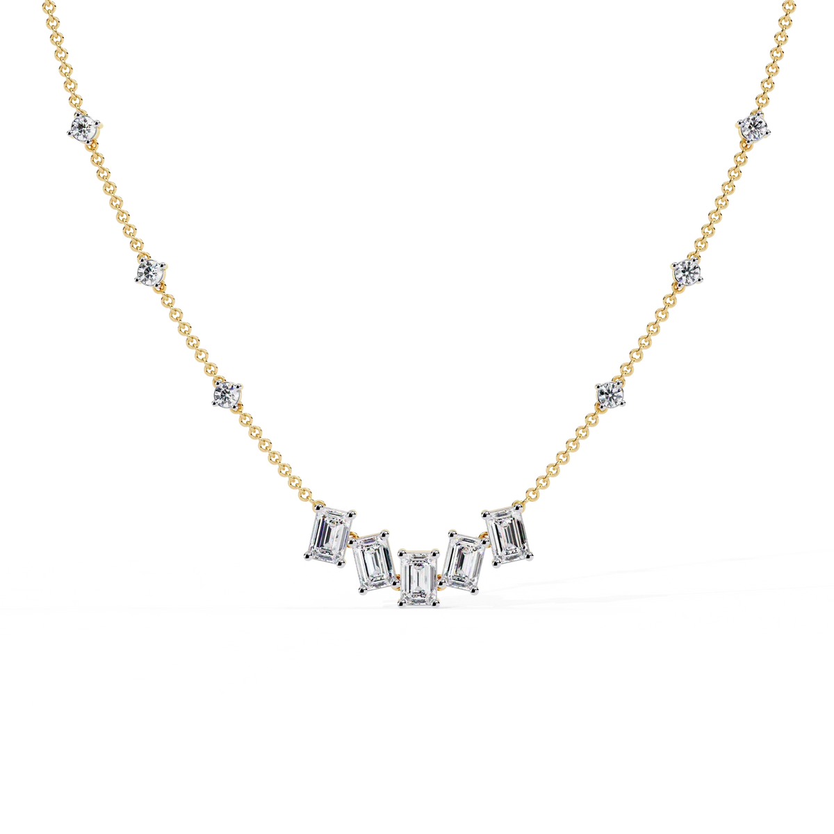 Skyline Baguette Cluster Lab Grown Diamond Necklace - Ophiratbf