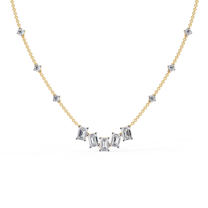 Skyline Baguette Cluster Lab Grown Diamond Necklace