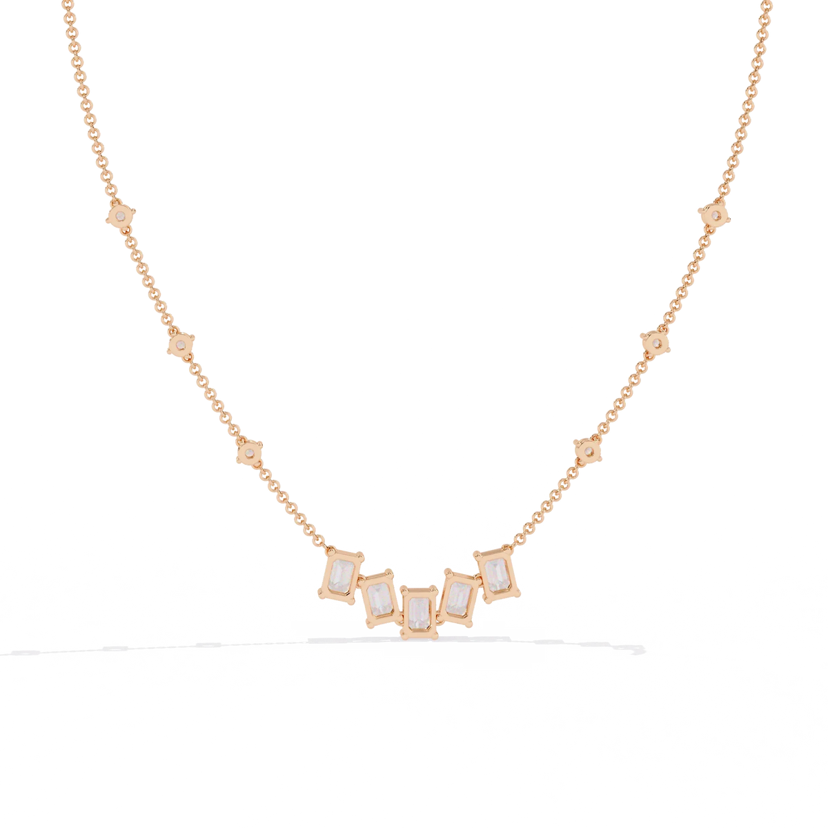 Skyline Baguette Cluster Lab Grown Diamond Necklace - Ophiratbf