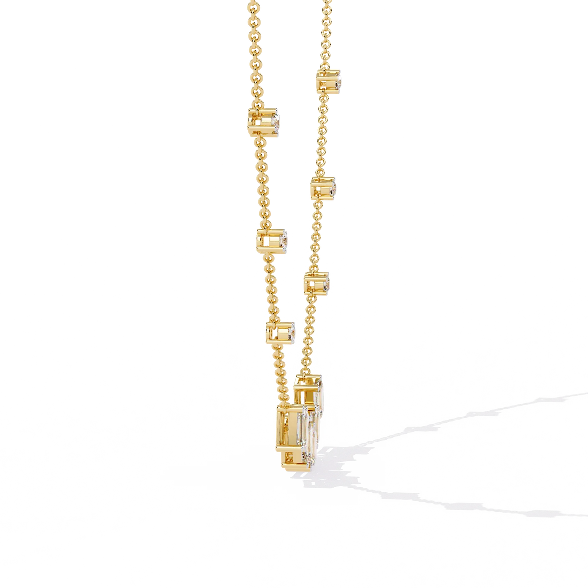 Skyline Baguette Cluster Lab Grown Diamond Necklace - Ophiratbf