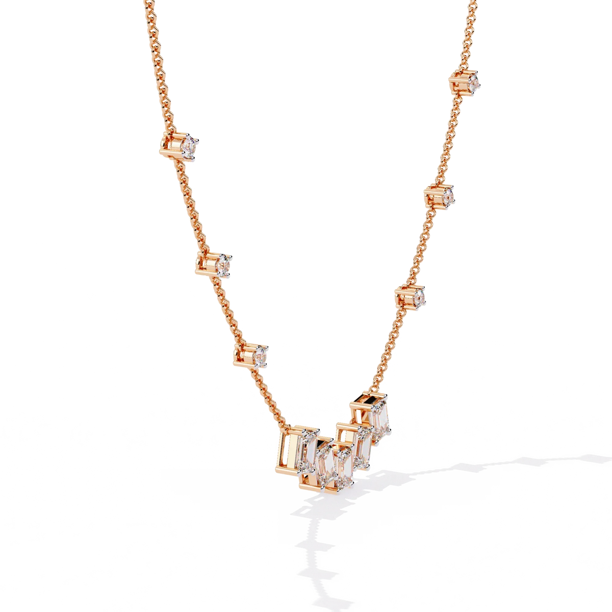 Skyline Baguette Cluster Lab Grown Diamond Necklace - Ophiratbf
