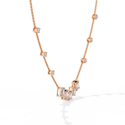 Skyline Baguette Cluster Lab Grown Diamond Necklace
