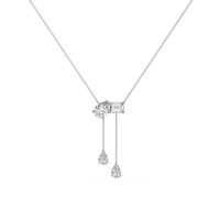 Cascade Pear Baguette Lab Grown Diamond Lariat Necklace - Ophiratbf