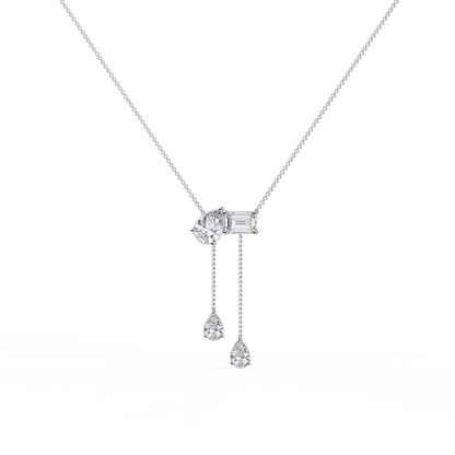 Cascade Pear Baguette Lab Grown Diamond Lariat Necklace