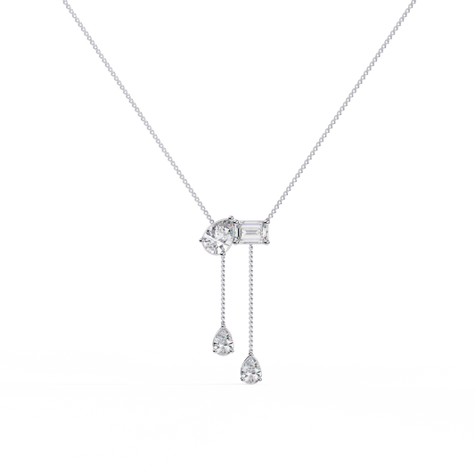 Cascade Pear Baguette Lab Grown Diamond Lariat Necklace