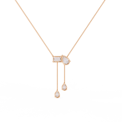 Cascade Pear Baguette Lab Grown Diamond Lariat Necklace