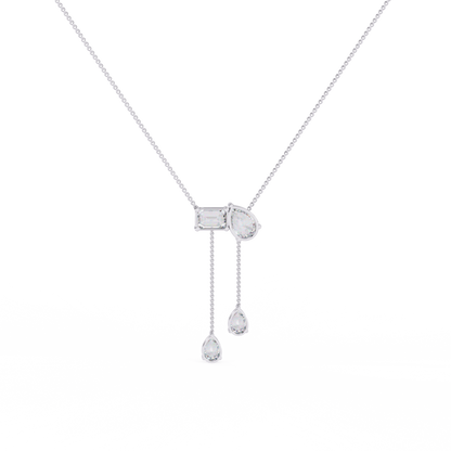 Cascade Pear Baguette Lab Grown Diamond Lariat Necklace