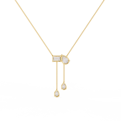 Cascade Pear Baguette Lab Grown Diamond Lariat Necklace