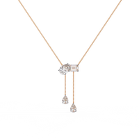 Cascade Pear Baguette Lab Grown Diamond Lariat Necklace - Ophiratbf