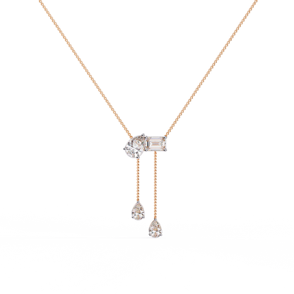 Cascade Pear Baguette Lab Grown Diamond Lariat Necklace
