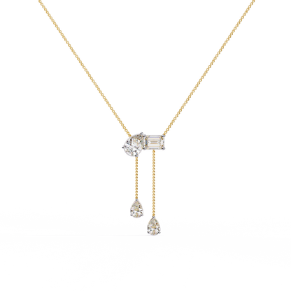 Cascade Pear Baguette Lab Grown Diamond Lariat Necklace