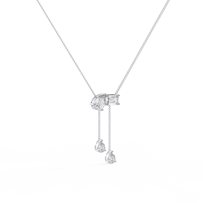 Cascade Pear Baguette Lab Grown Diamond Lariat Necklace