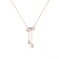 Cascade Pear Baguette Lab Grown Diamond Lariat Necklace - Ophiratbf