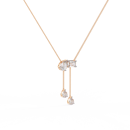 Cascade Pear Baguette Lab Grown Diamond Lariat Necklace