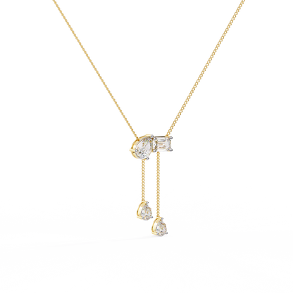 Cascade Pear Baguette Lab Grown Diamond Lariat Necklace