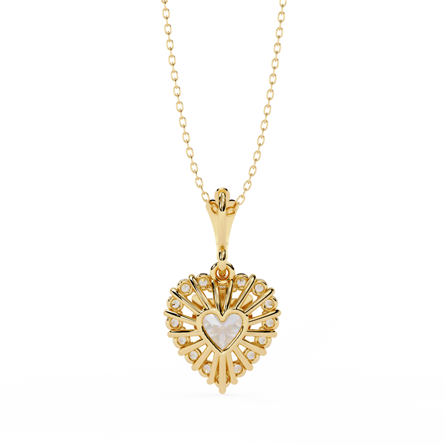 sunbeam heartburst lab grown diamond pendant