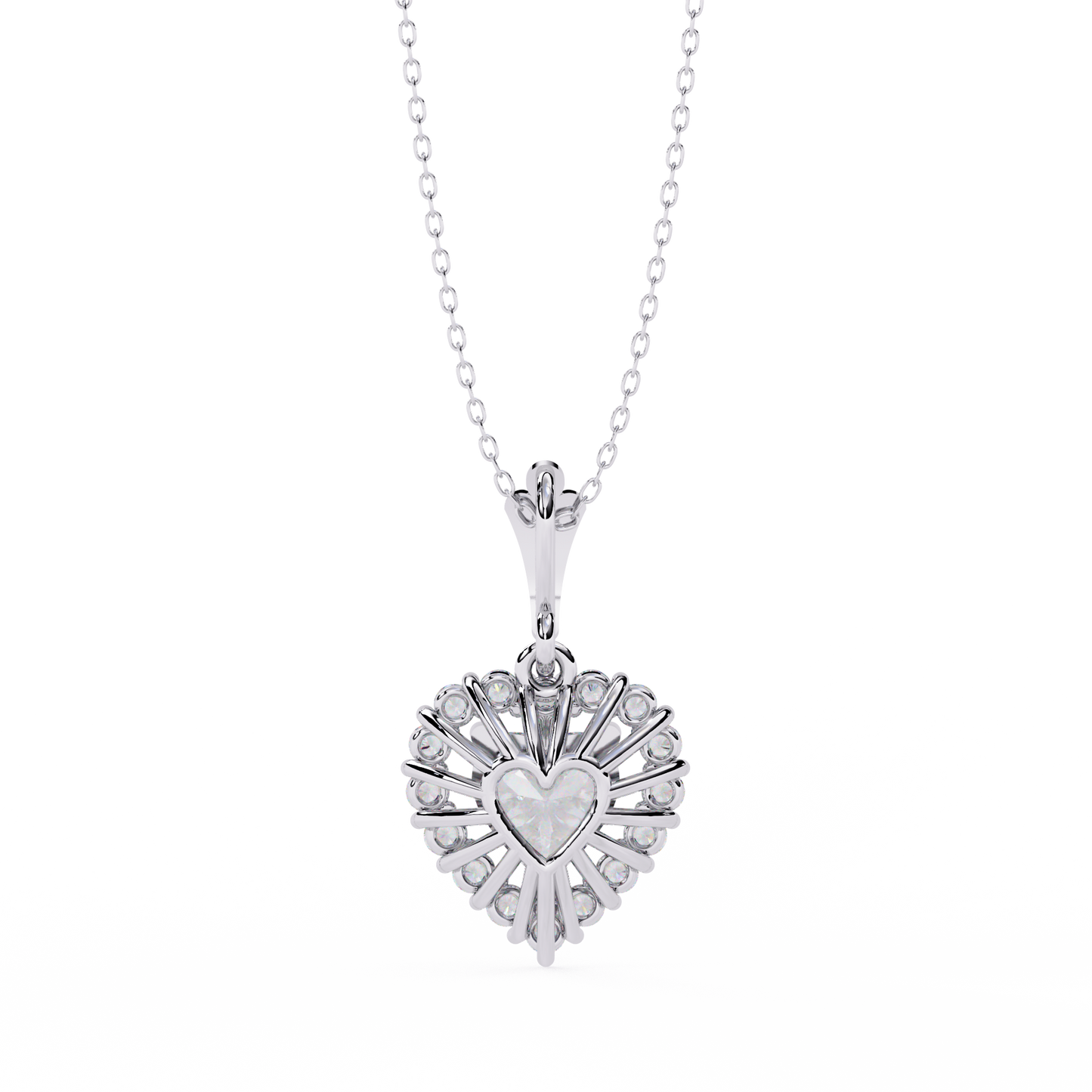 sunbeam heartburst lab grown diamond pendant