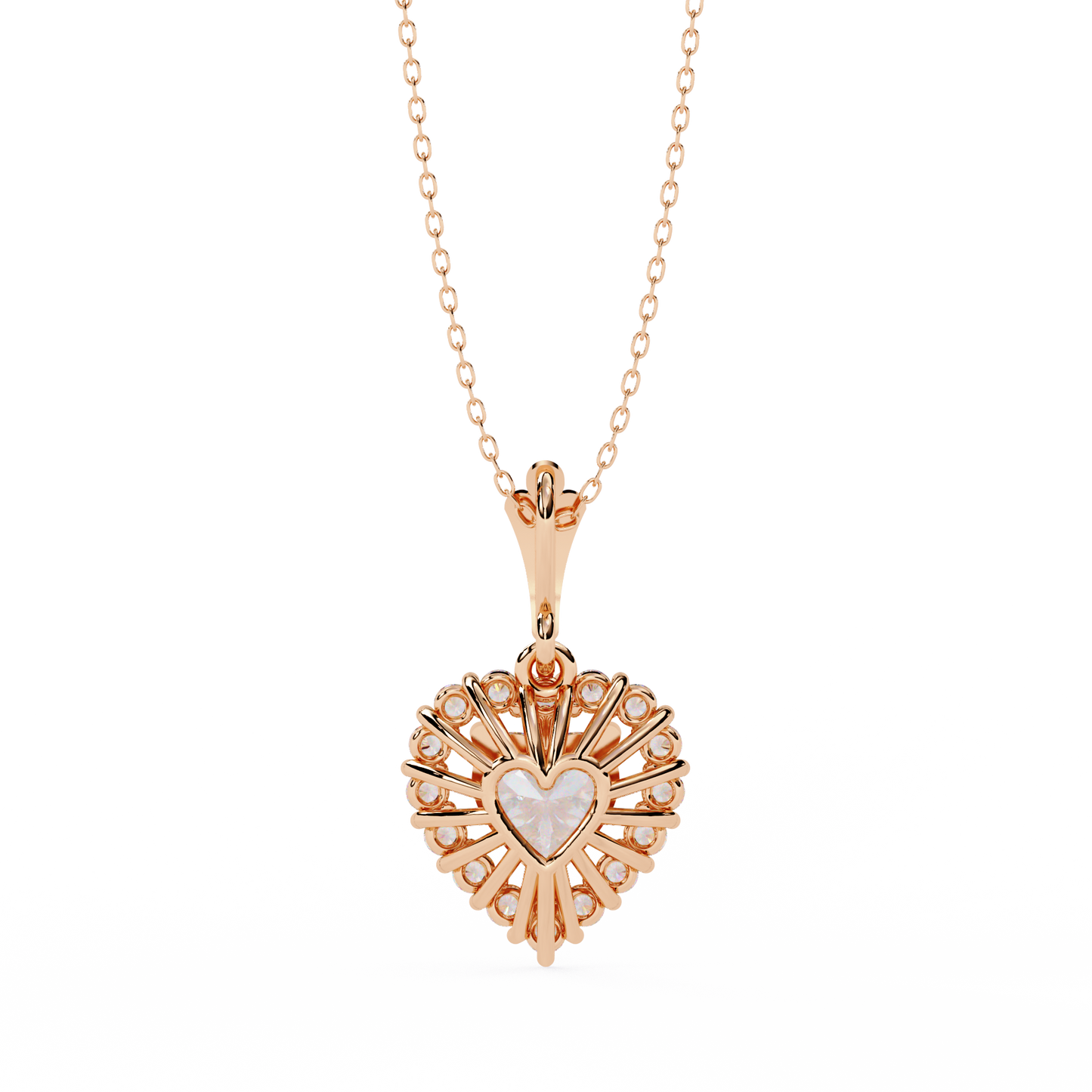 sunbeam heartburst lab grown diamond pendant