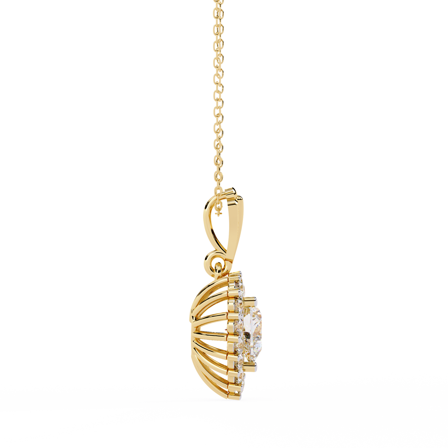 sunbeam heartburst lab grown diamond pendant