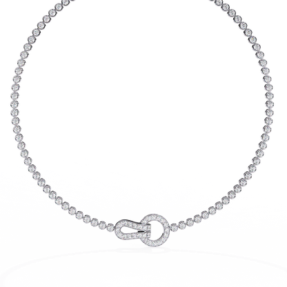 Paragon Pave Lock Tennis Lab Grown Diamond Necklace