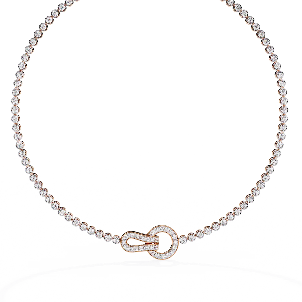 Paragon Pave Lock Tennis Lab Grown Diamond Necklace - Ophiratbf