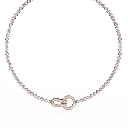 Paragon Pave Lock Tennis Lab Grown Diamond Necklace