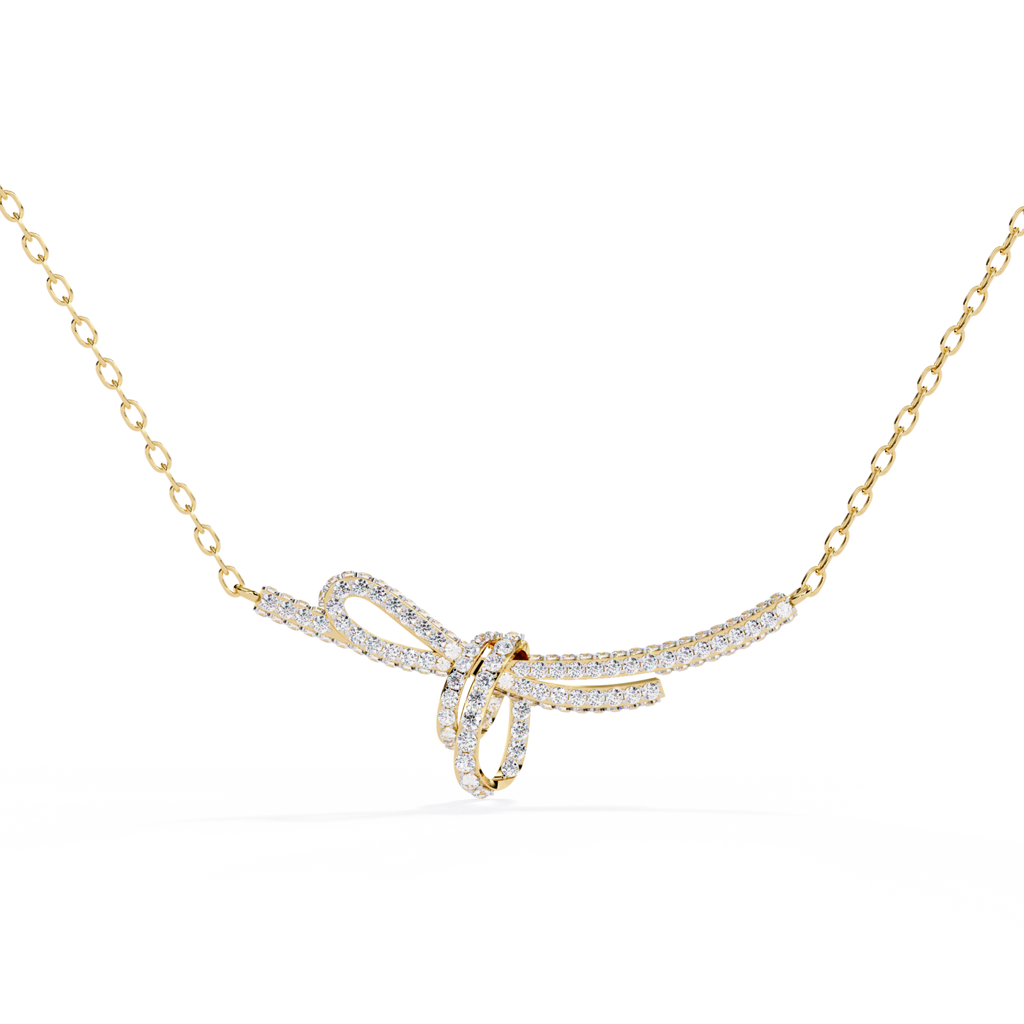 bijou ribbon pavé lab grown diamond necklace