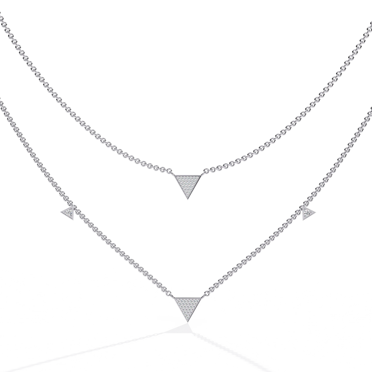 Trinity Geo Double Chain Lab Grown Diamond Necklace - Ophiratbf