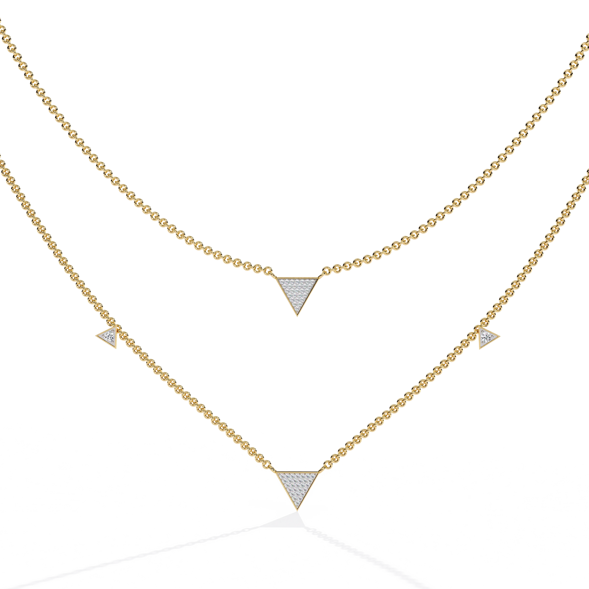 Trinity Geo Double Chain Lab Grown Diamond Necklace - Ophiratbf