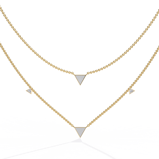 Trinity Geo Double Chain Lab Grown Diamond Necklace