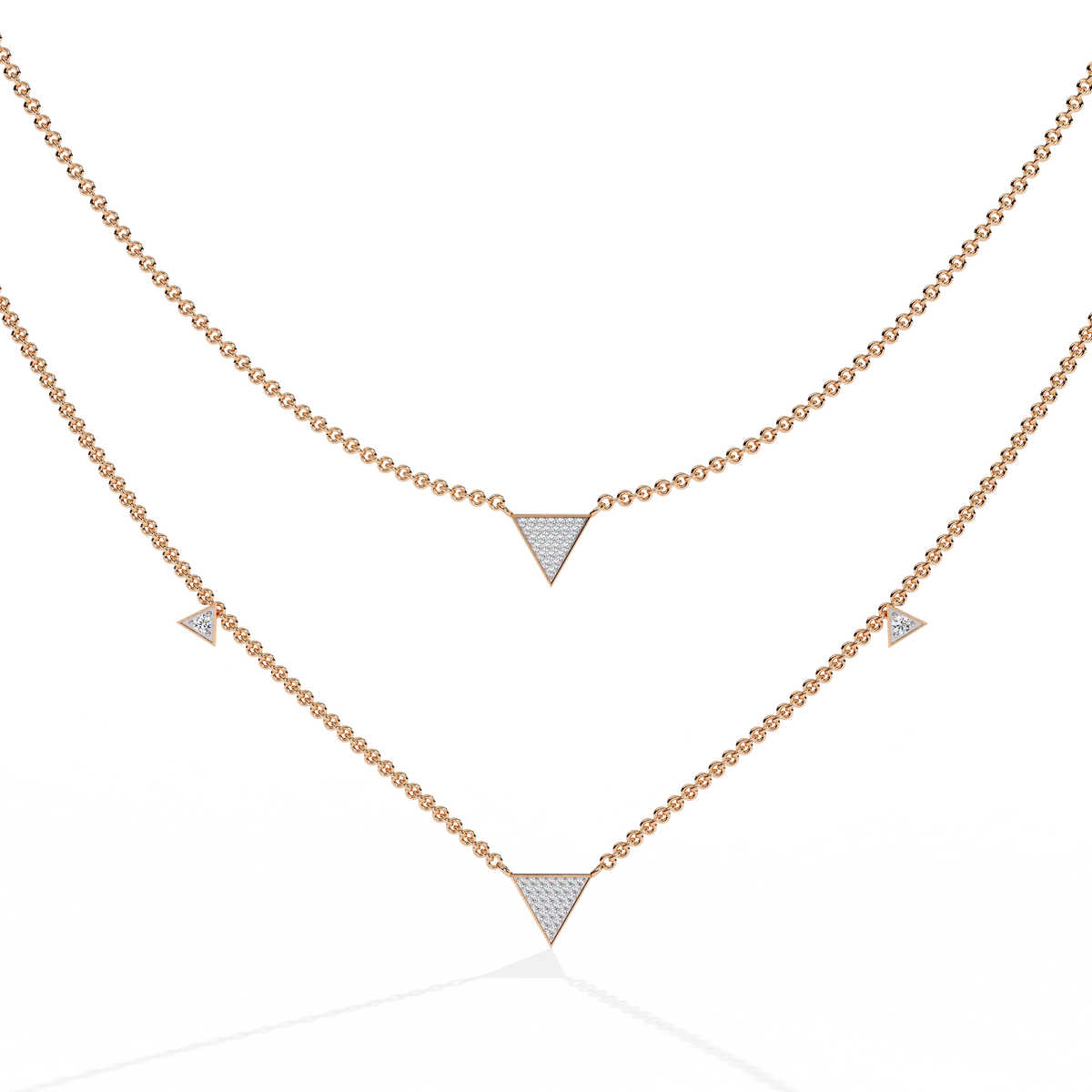 Trinity Geo Double Chain Lab Grown Diamond Necklace - Ophiratbf