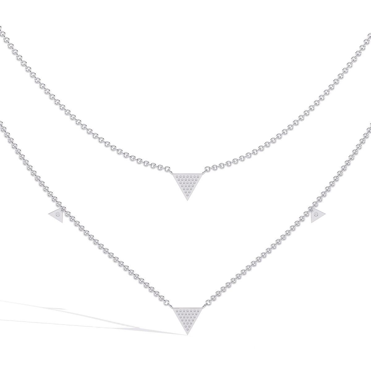 Trinity Geo Double Chain Lab Grown Diamond Necklace - Ophiratbf