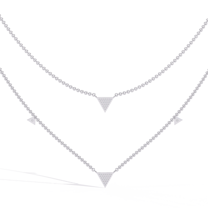 Trinity Geo Double Chain Lab Grown Diamond Necklace