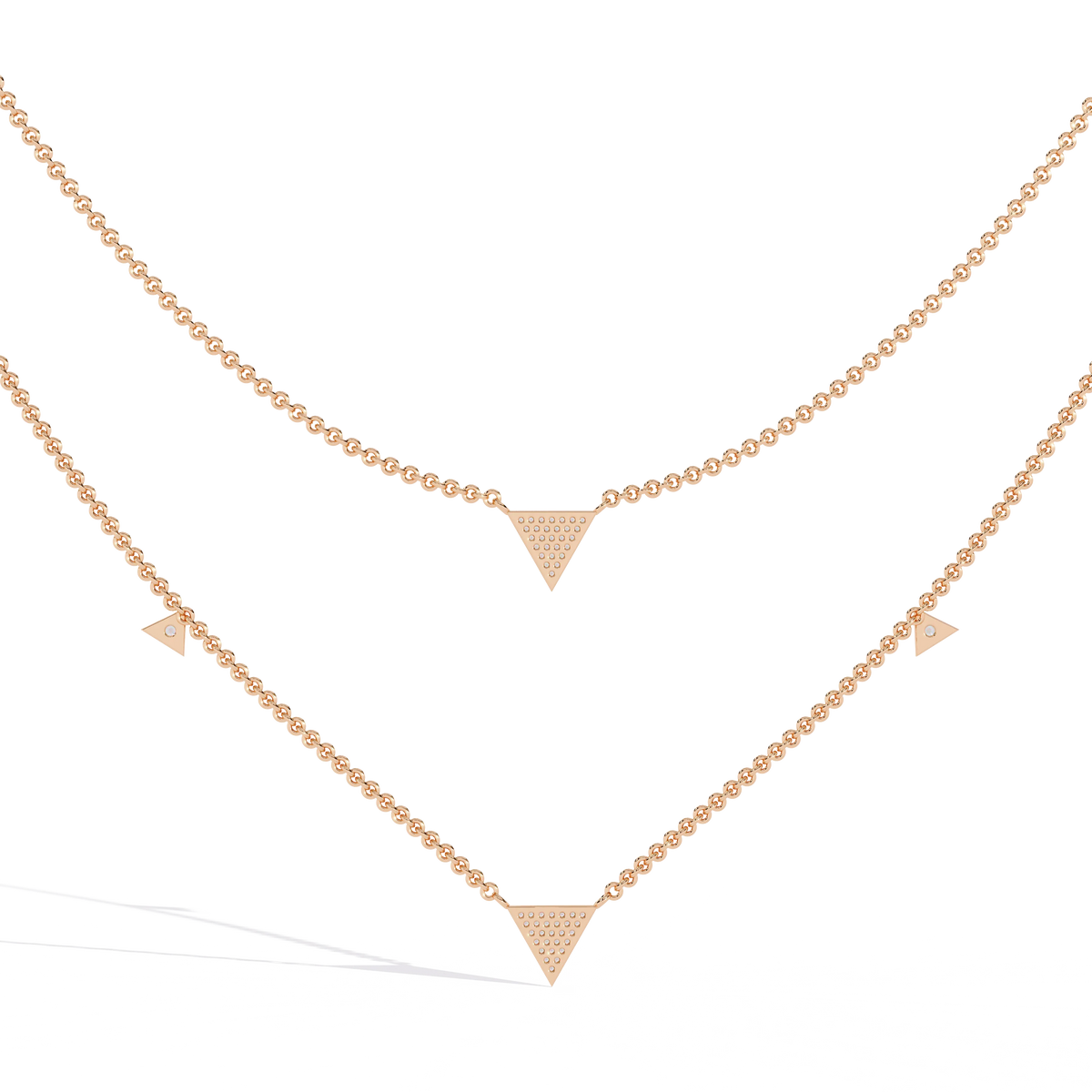 Trinity Geo Double Chain Lab Grown Diamond Necklace - Ophiratbf